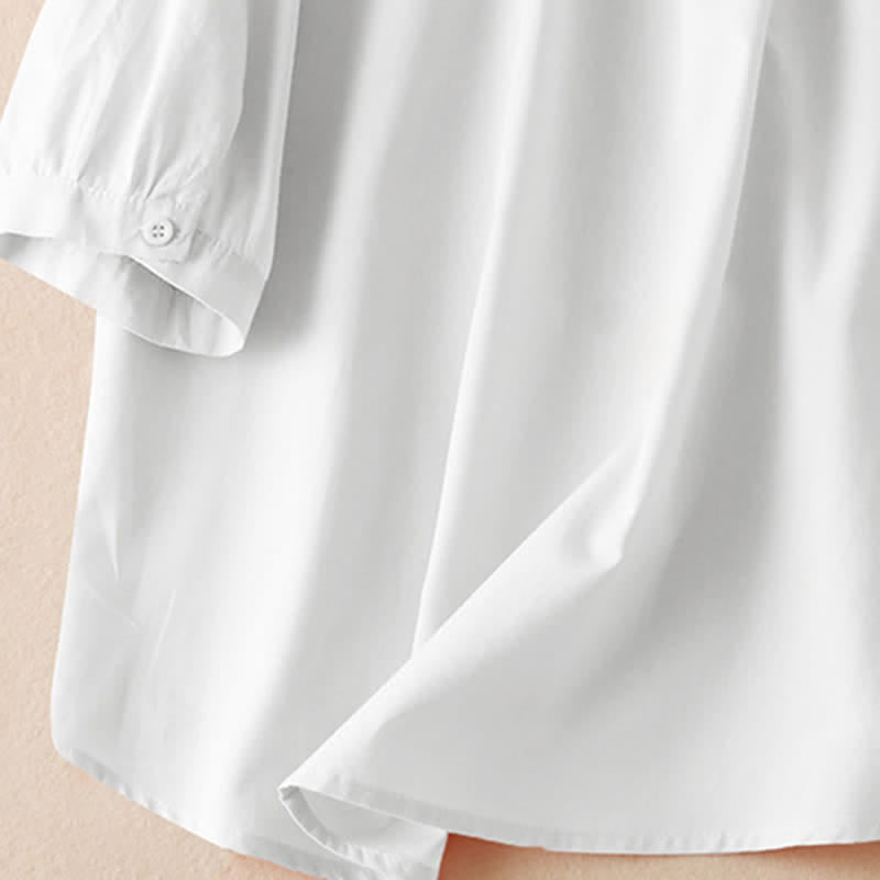 Buddha Stones Camisas clásicas de verano sencillas de manga corta con botones para mujer. - image 19