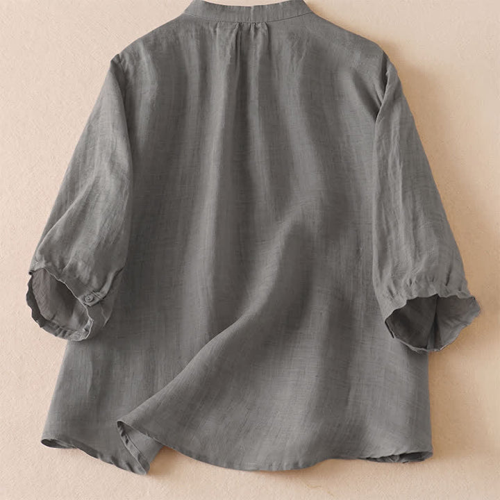 Buddha Stones Camisas clásicas de verano sencillas de manga corta con botones para mujer. - image 21