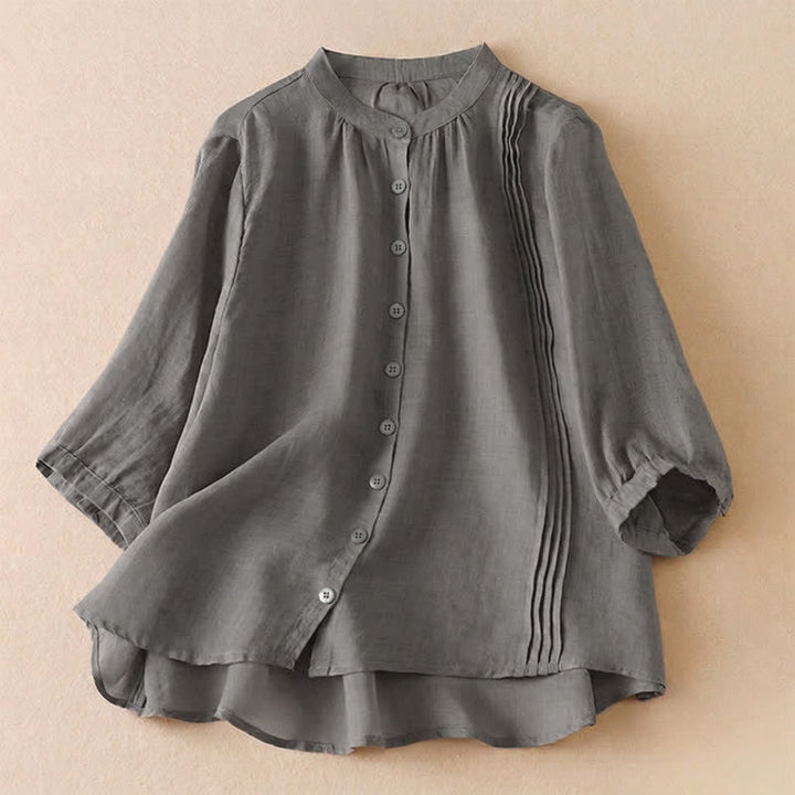 Buddha Stones Camisas clásicas de verano sencillas de manga corta con botones para mujer. - Gris - US8-10, UK/AU12-14, EU40-42 (2XL) - image 20