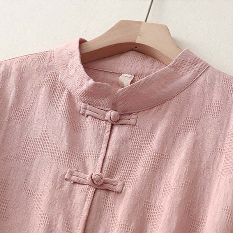 Buddha Stones Camisas de manga larga para mujer de estilo casual Tang con cuello mandarín y botones de rana, ideales para primavera y otoño. - image 8