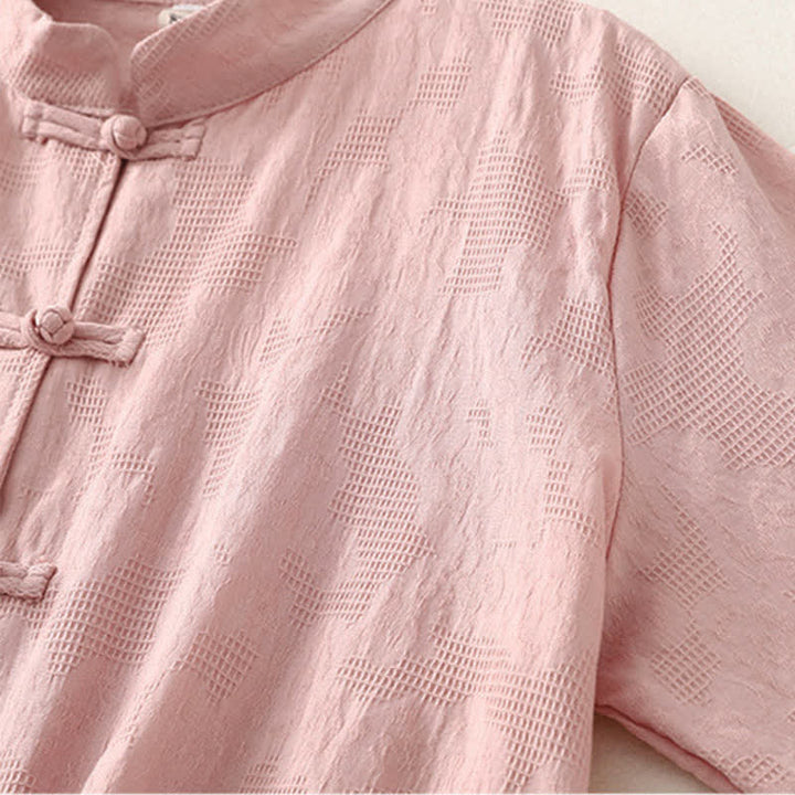 Buddha Stones Camisas de manga larga para mujer de estilo casual Tang con cuello mandarín y botones de rana, ideales para primavera y otoño. - image 10