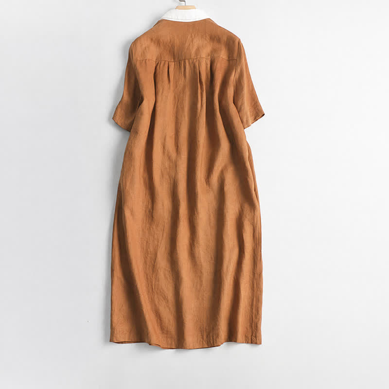 Buddha Stones Vestido casual minimalista de manga corta para mujer, con botones, ideal para primavera y verano. - image 1