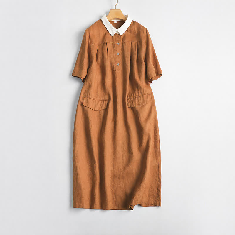 Buddha Stones Vestido casual minimalista de manga corta para mujer, con botones, ideal para primavera y verano. - Perú - US12, UK/AU16, EU44 (2XL) - image 0