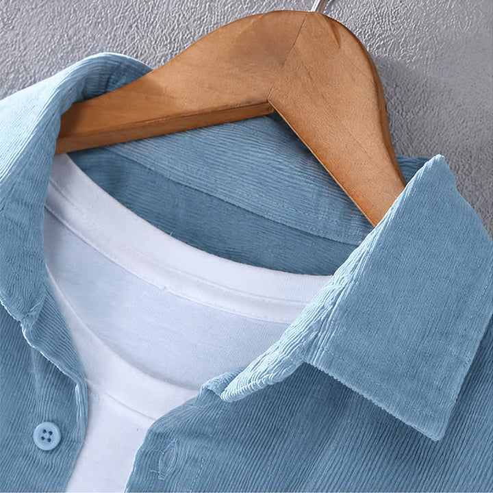Buddha Stones Camisas de manga larga de algodón liso para hombre, estilo casual de otoño/invierno, con bolsillo de parche. - image 9