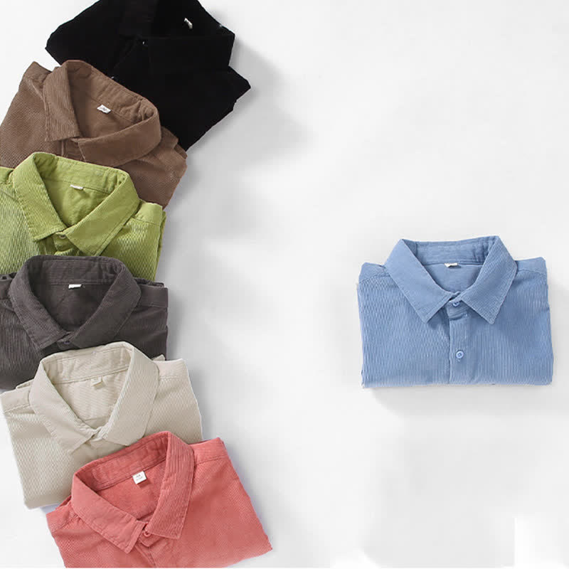Buddha Stones Camisas de manga larga de algodón liso para hombre, estilo casual de otoño/invierno, con bolsillo de parche. - image 16