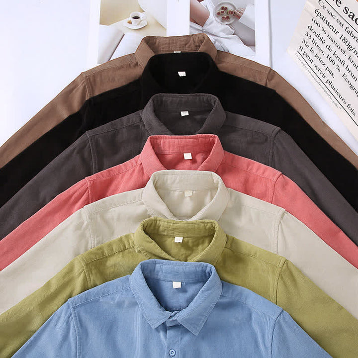 Buddha Stones Camisas de manga larga de algodón liso para hombre, estilo casual de otoño/invierno, con bolsillo de parche. - image 15