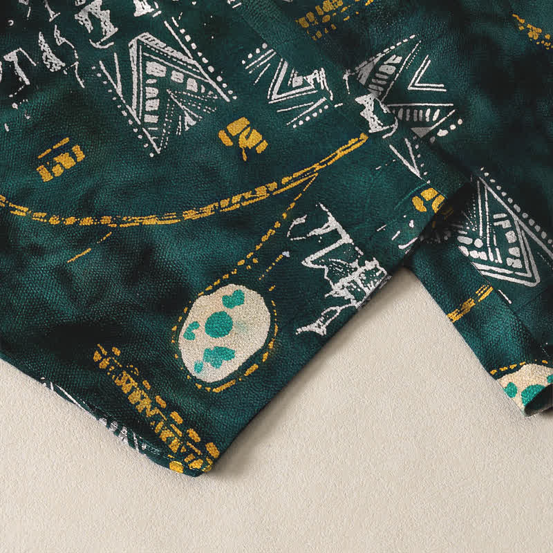 Buddha Stones Pantalones de hombre de algodón puro con estampado geométrico de medallón estilo boho, cordón ajustable y corte cónico con bolsillos. - image 5