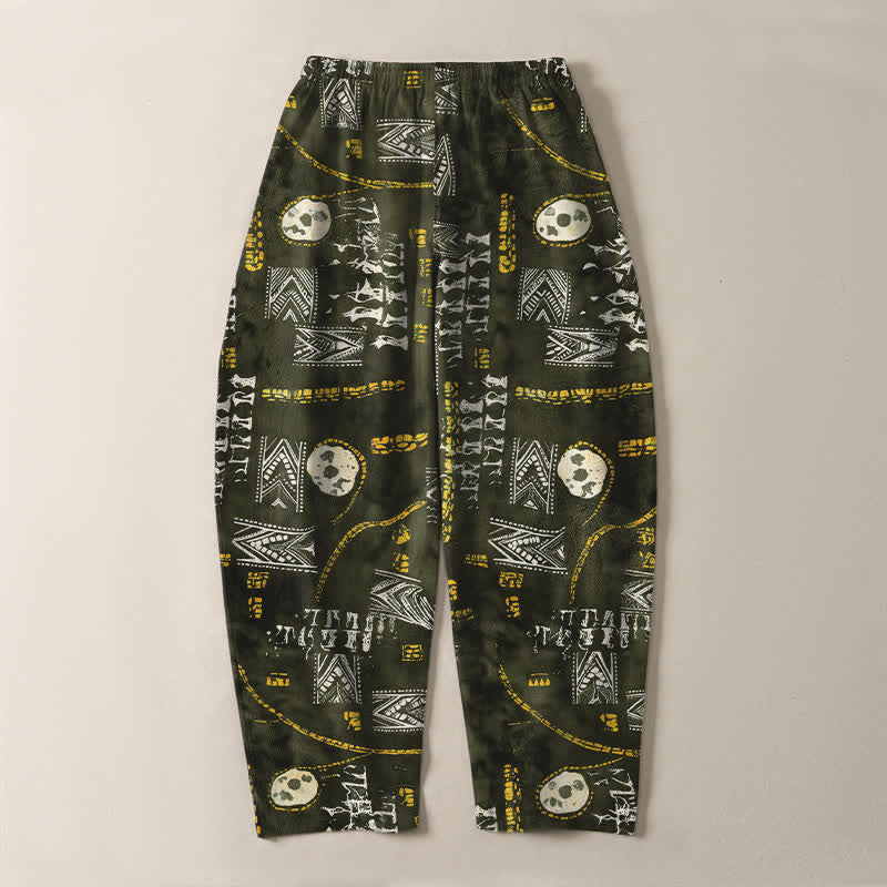 Buddha Stones Pantalones de hombre de algodón puro con estampado geométrico de medallón estilo boho, cordón ajustable y corte cónico con bolsillos. - image 10