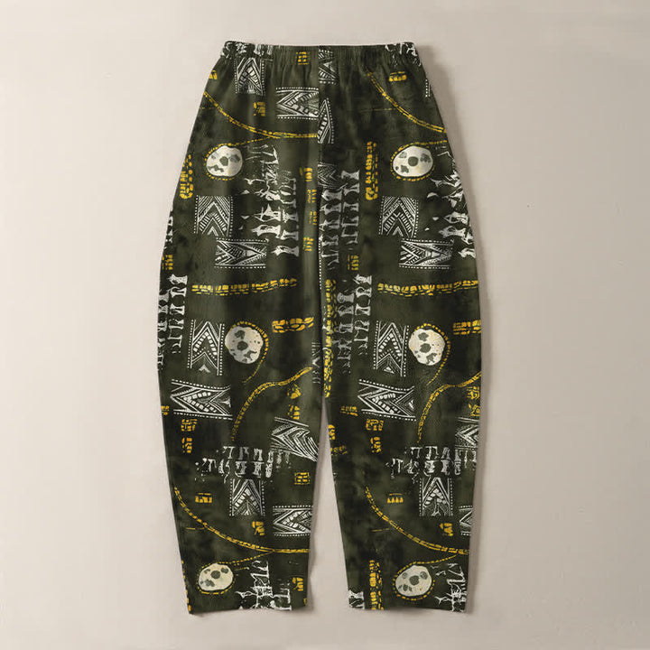 Buddha Stones Pantalones de hombre de algodón puro con estampado geométrico de medallón estilo boho, cordón ajustable y corte cónico con bolsillos. - image 10