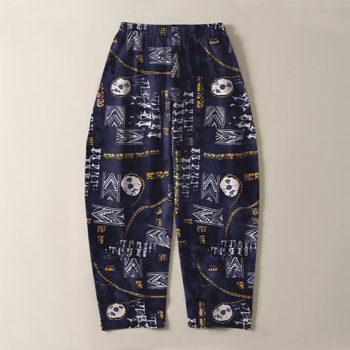 Buddha Stones Pantalones de hombre de algodón puro con estampado geométrico de medallón estilo boho, cordón ajustable y corte cónico con bolsillos. - image 14