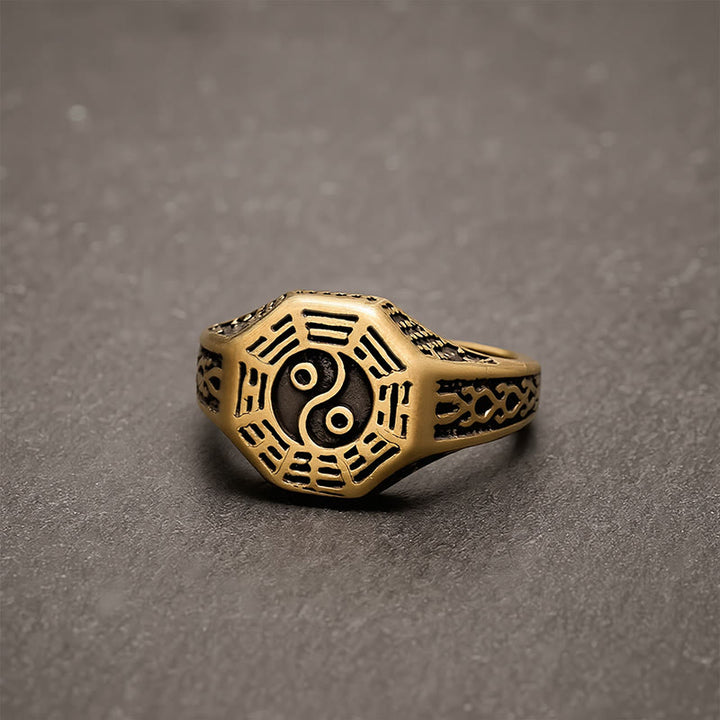 Buddha Stones Anillo abierto de cobre Yin Yang Bagua Balance - image 3