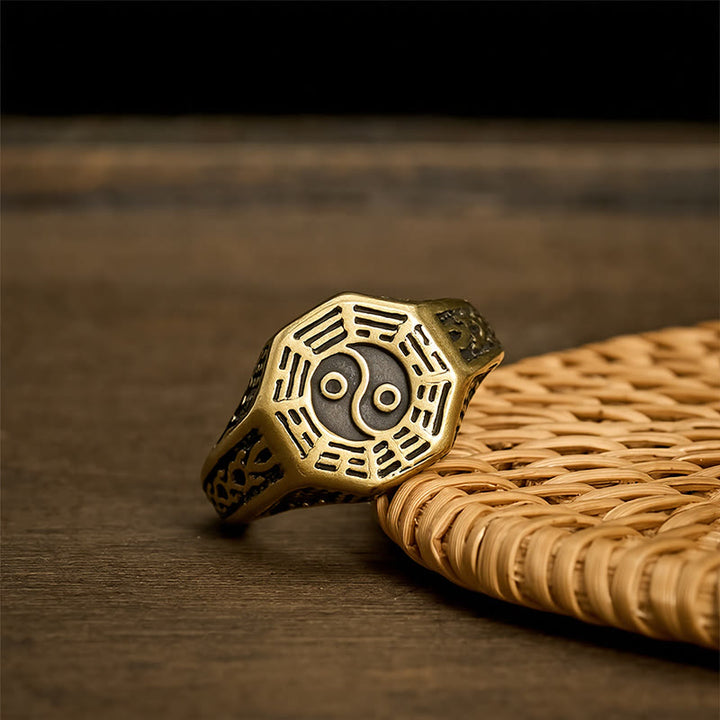 Buddha Stones Anillo abierto de cobre Yin Yang Bagua Balance - image 4