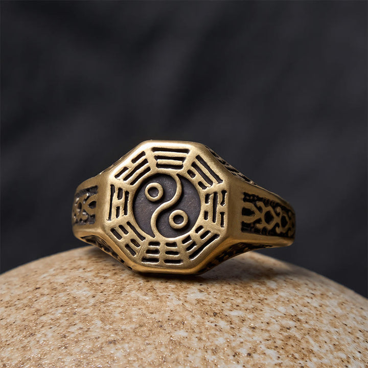 Buddha Stones Anillo abierto de cobre Yin Yang Bagua Balance - image 5