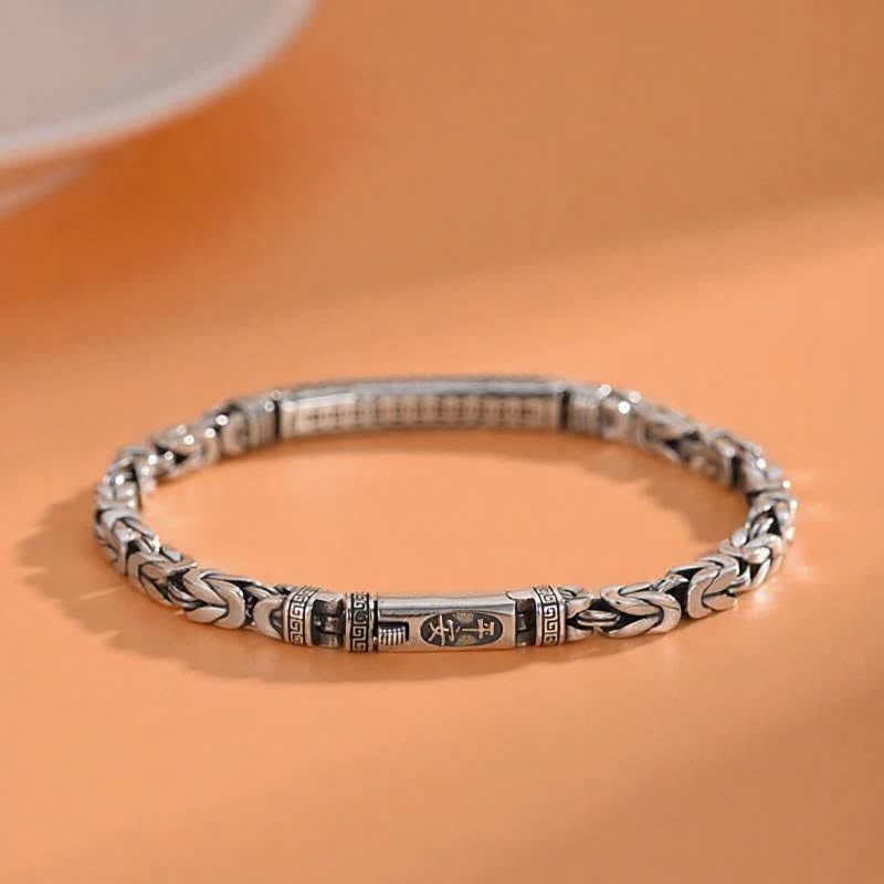 Buddha Stones Pulsera protectora con cadena de protección con diseño de paz y hueso de dragón de cobre - image 1