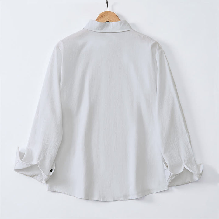 Buddha Stones Camisas de manga larga para hombre, estilo minimalista, con botones y pliegues, ideales para la primavera. - image 1