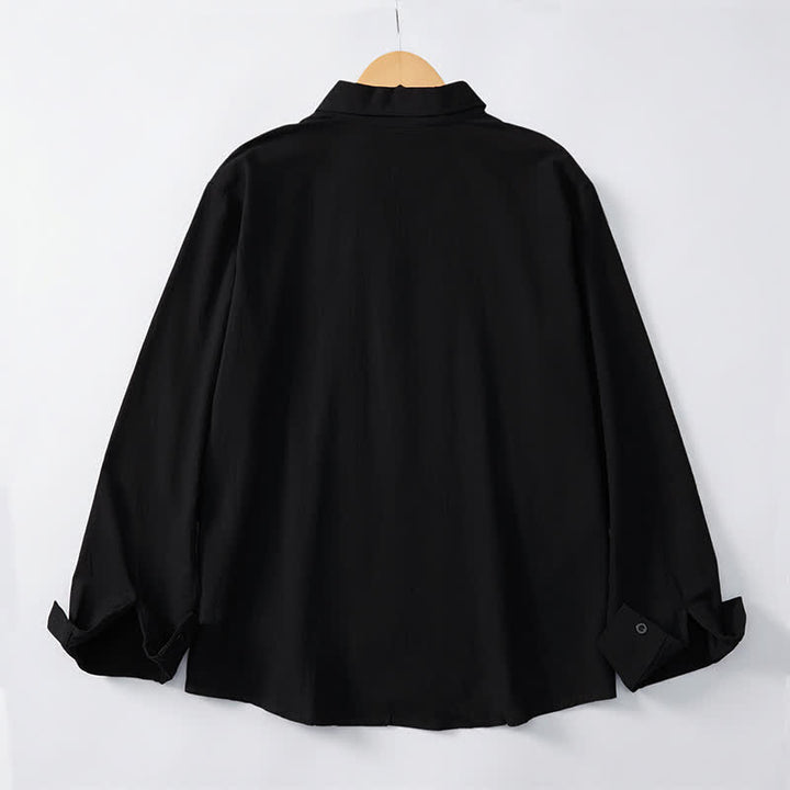 Buddha Stones Camisas de manga larga para hombre, estilo minimalista, con botones y pliegues, ideales para la primavera. - image 9