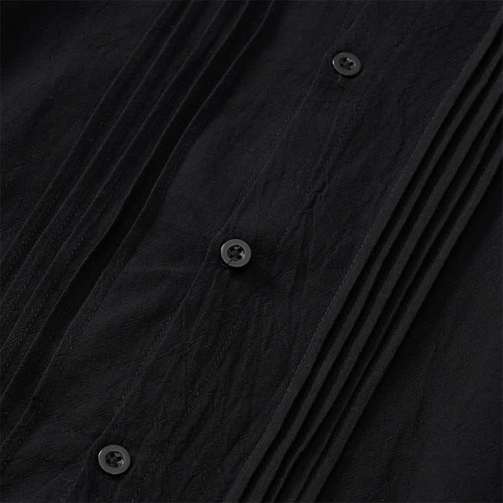 Buddha Stones Camisas de manga larga para hombre, estilo minimalista, con botones y pliegues, ideales para la primavera. - image 12