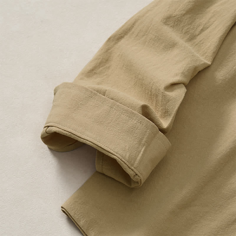 Buddha Stones Camisas de manga larga para hombre, estilo minimalista, con botones y pliegues, ideales para la primavera. - image 19