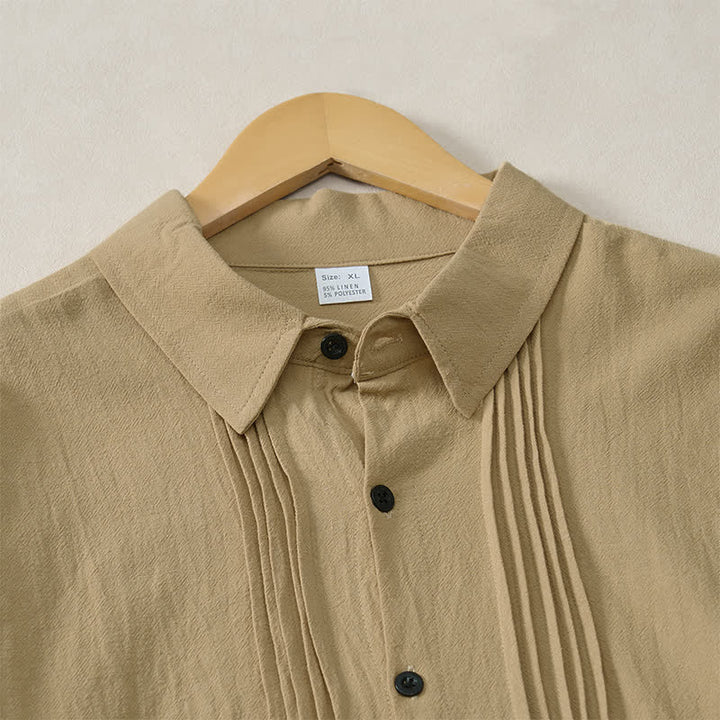 Buddha Stones Camisas de manga larga para hombre, estilo minimalista, con botones y pliegues, ideales para la primavera. - image 18