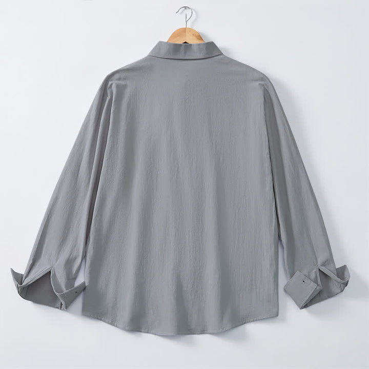 Buddha Stones Camisas de manga larga para hombre, estilo minimalista, con botones y pliegues, ideales para la primavera. - image 25