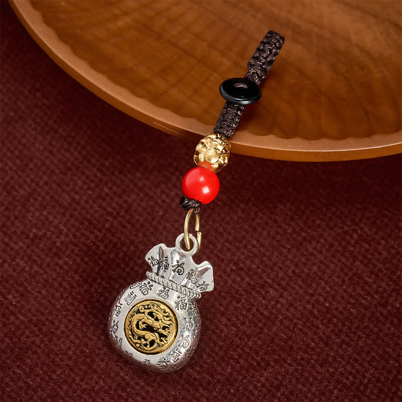 Buddha Stones Llaveros de la fortuna trenzados con el carácter Fu del zodiaco chino - Dragón - image 0