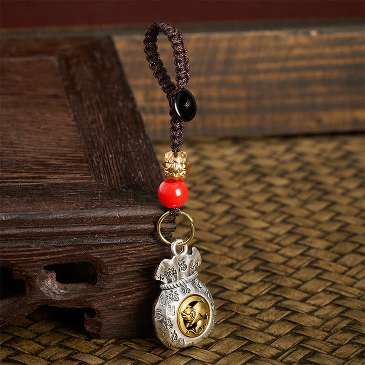 Buddha Stones Llaveros de la fortuna trenzados con el carácter Fu del zodiaco chino - image 30