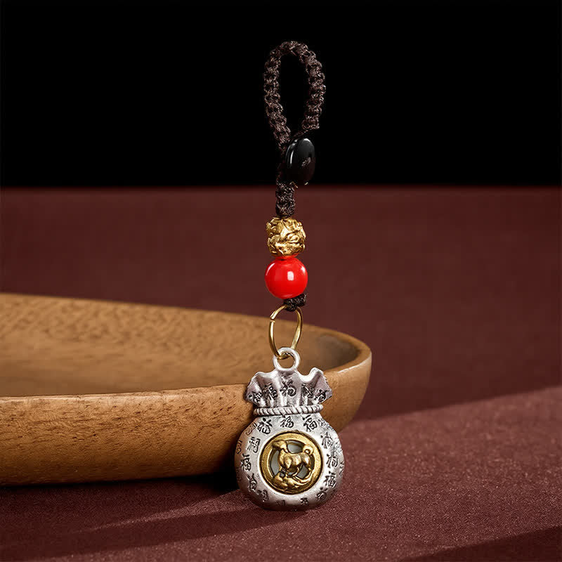 Buddha Stones Llaveros de la fortuna trenzados con el carácter Fu del zodiaco chino - Perro - image 27