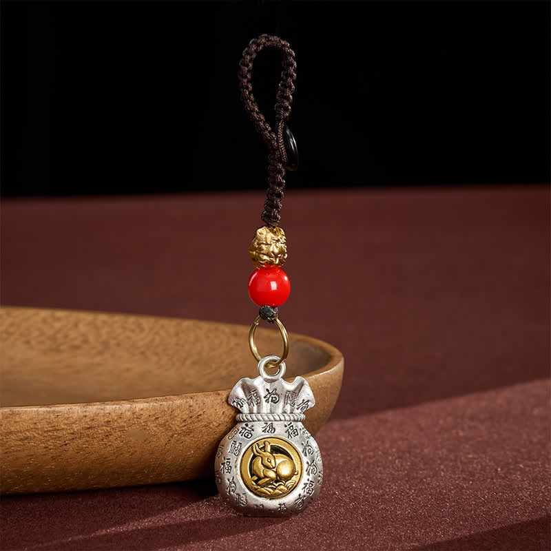 Buddha Stones Llaveros de la fortuna trenzados con el carácter Fu del zodiaco chino - Conejo - image 15