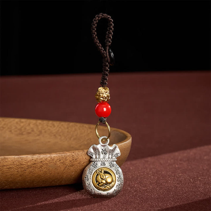 Buddha Stones Llaveros de la fortuna trenzados con el carácter Fu del zodiaco chino - Conejo - image 15