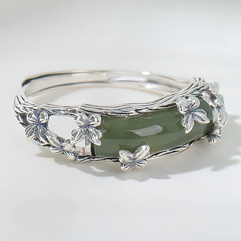 Buddha Stones Anillo de protección y amor con mariposa de jade de inspiración china - image 3