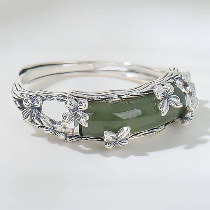 Buddha Stones Anillo de protección y amor con mariposa de jade de inspiración china - image 3