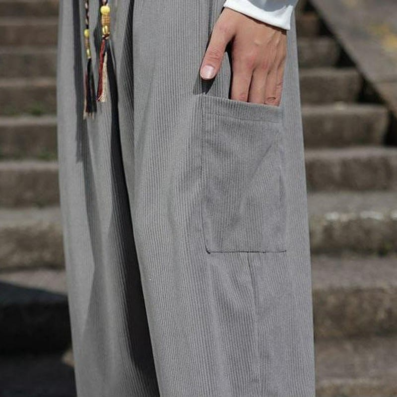 Buddha Stones Pantalones casuales de otoño/invierno con cordón ajustable y bolsillo de parche. Pantalones tobilleros lisos para hombre con corte ajustado y bolsillo. - image 26