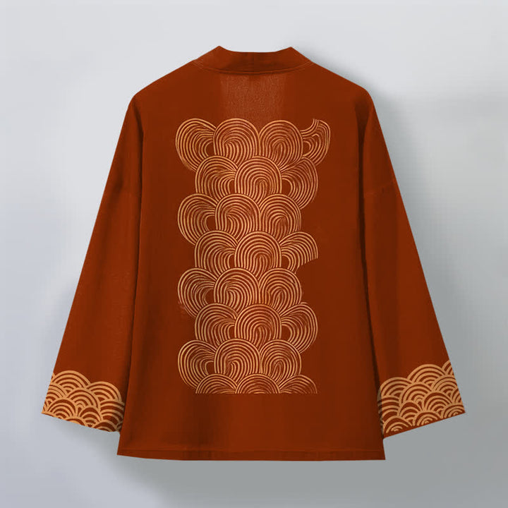 Buddha Stones Kimono de hombre de algodón con estampado de media luna y frente abierto - image 2