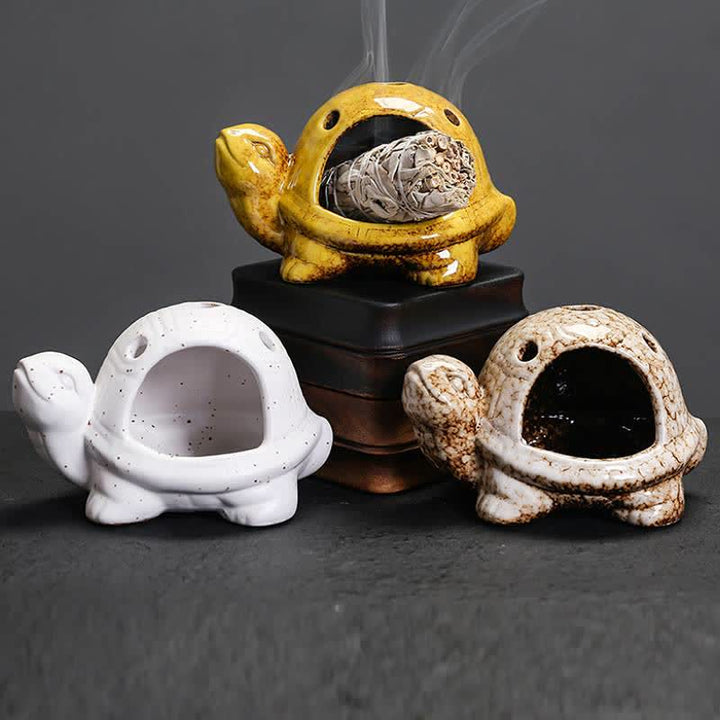 Buddha Stones Quemador de incienso de cerámica con forma de tortuga - image 18