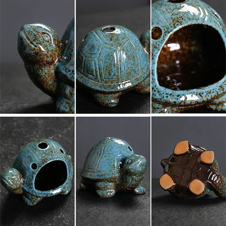 Buddha Stones Quemador de incienso de cerámica con forma de tortuga - image 2