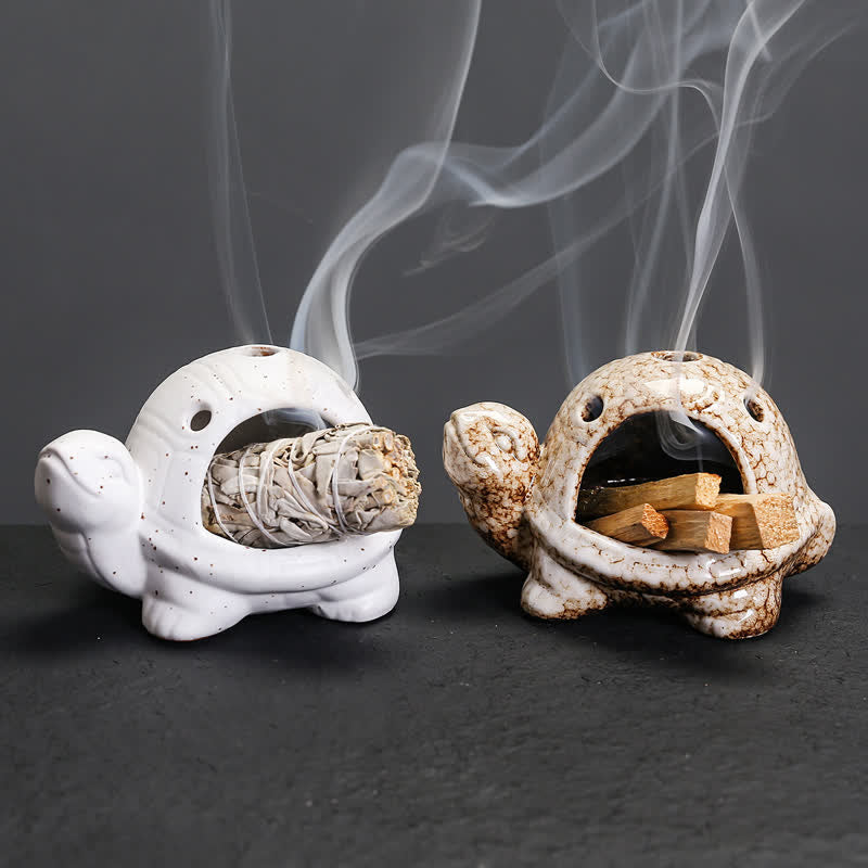 Buddha Stones Quemador de incienso de cerámica con forma de tortuga - image 17