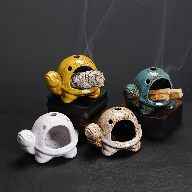 Buddha Stones Quemador de incienso de cerámica con forma de tortuga - image 21