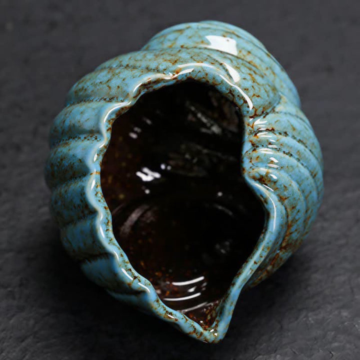 Buddha Stones Quemadores de incienso de cerámica con forma de caracola Shankha para purificación - image 2