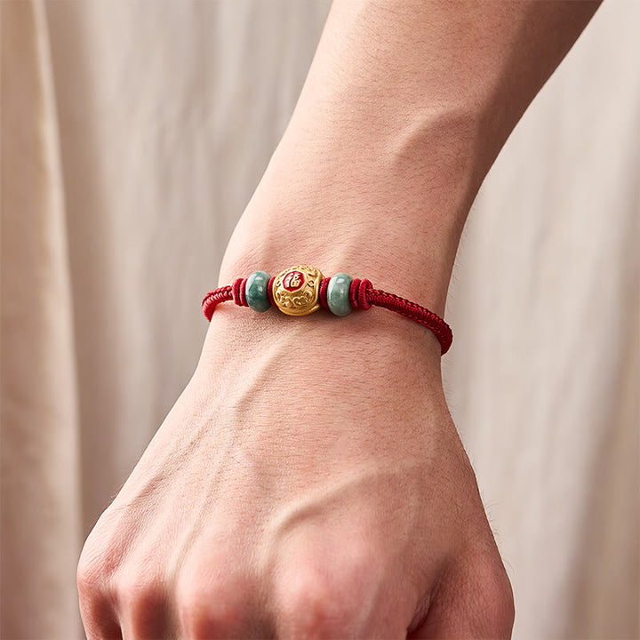 Pulsera de la suerte de cobre con personajes de Buddha Stones y cuerda roja - image 14