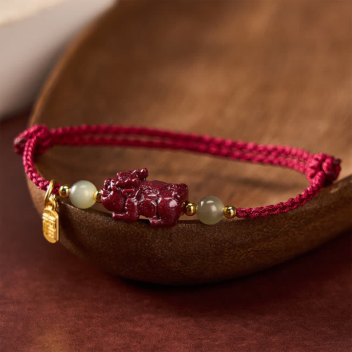 Pulsera de hilo rojo con Buddha Stones, cinabrio natural Pi Xiu Hetian Jade, buena suerte. - image 3