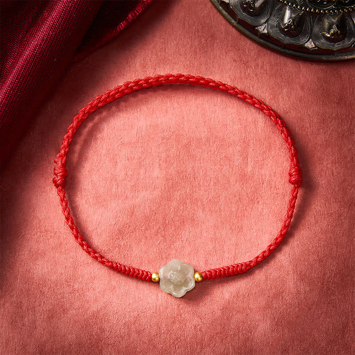 Pulsera de cuentas de amor con jade Hetian natural y flores de durazno y Buddha Stones - image 2