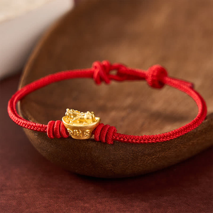 Buddha Stones Pulsera de la riqueza de hilo rojo Pi Xiu de aleación - Rojo - 6,7–7,5 pulgadas/17–19 cm - image 0