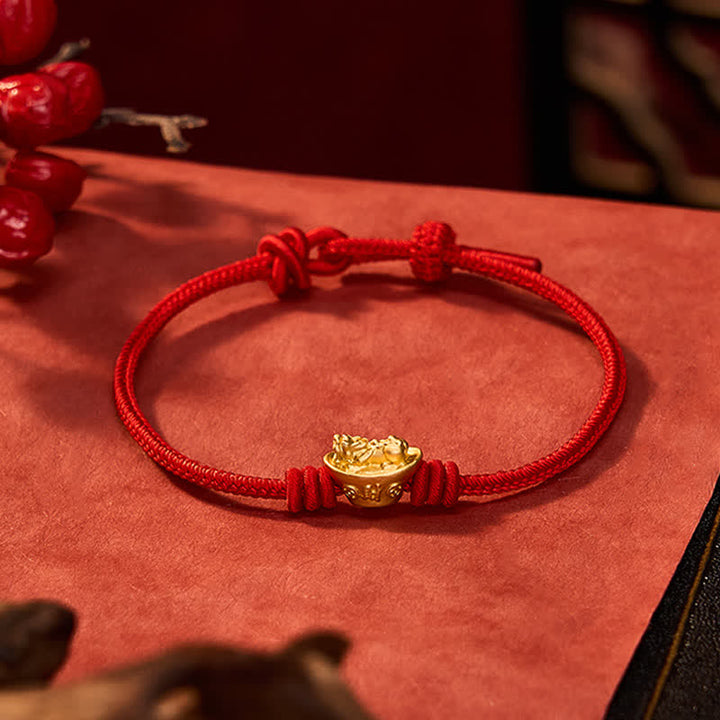Buddha Stones Pulsera de la riqueza de hilo rojo Pi Xiu de aleación - image 3
