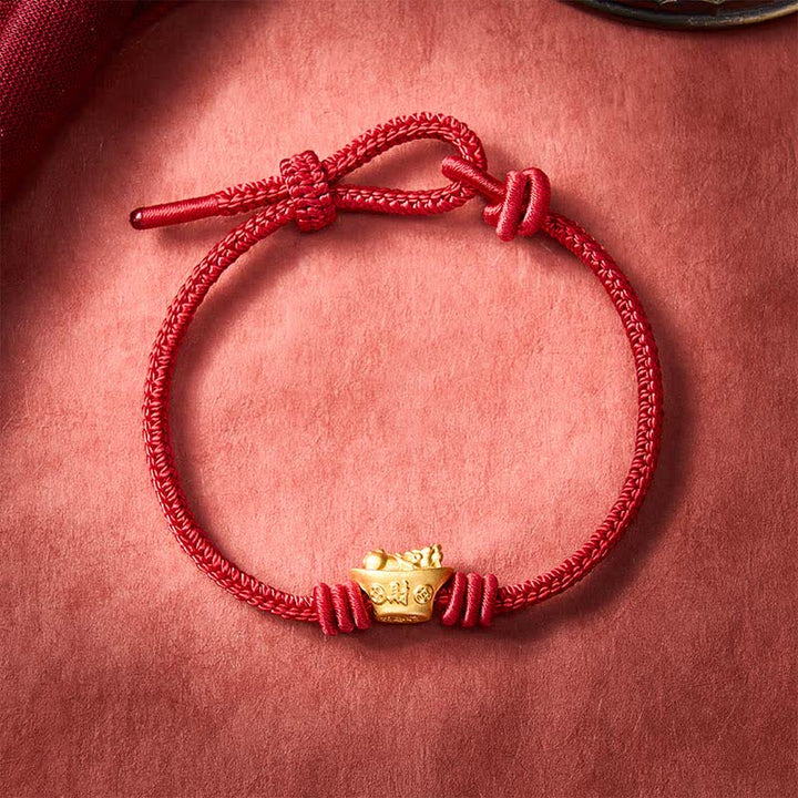 Buddha Stones Pulsera de la riqueza de hilo rojo Pi Xiu de aleación - Rojo oscuro - 6,7–7,5 pulgadas/17–19 cm - image 9