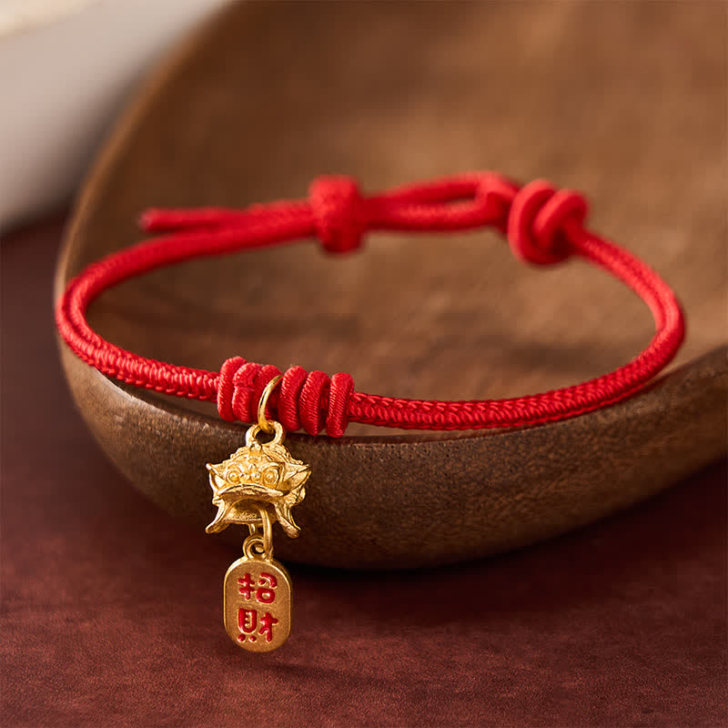 Buddha Stones Pulsera de la riqueza de cobre con el carácter Pi Xiu Fu y cordón rojo - Rojo - 6,7–7,5 pulgadas/17–19 cm - image 0