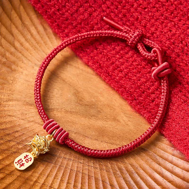 Buddha Stones Pulsera de la riqueza de cobre con el carácter Pi Xiu Fu y cordón rojo - image 12