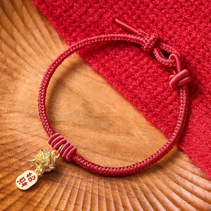 Buddha Stones Pulsera de la riqueza de cobre con el carácter Pi Xiu Fu y cordón rojo - image 12