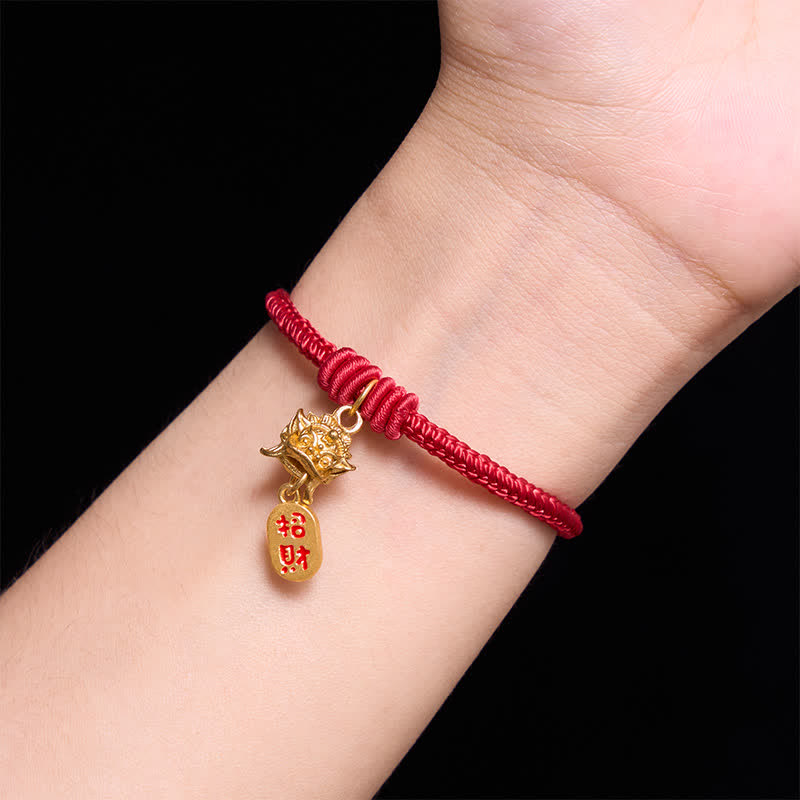 Buddha Stones Pulsera de la riqueza de cobre con el carácter Pi Xiu Fu y cordón rojo - image 14