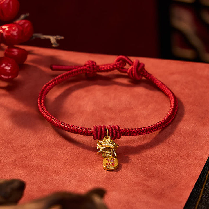 Buddha Stones Pulsera de la riqueza de cobre con el carácter Pi Xiu Fu y cordón rojo - image 13