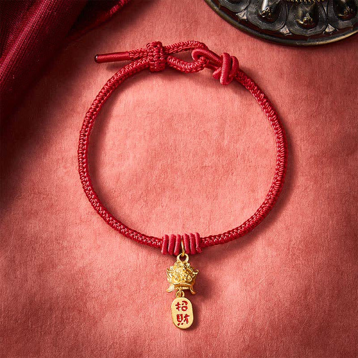 Buddha Stones Pulsera de la riqueza de cobre con el carácter Pi Xiu Fu y cordón rojo - Rojo oscuro - 6,7–7,5 pulgadas/17–19 cm - image 11